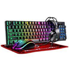 Ігровий комплект Gaming Combo 4-in-1 T-Wolf TF-400 чорний &bull; Геймерський набір клавіатура, миша, навушники та килимок для ПК 57964 фото